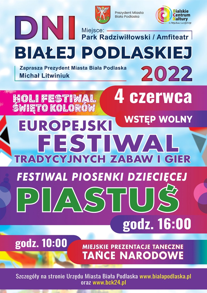 Plakat dni miasta Biała Podlaska 4 czerwca 2022