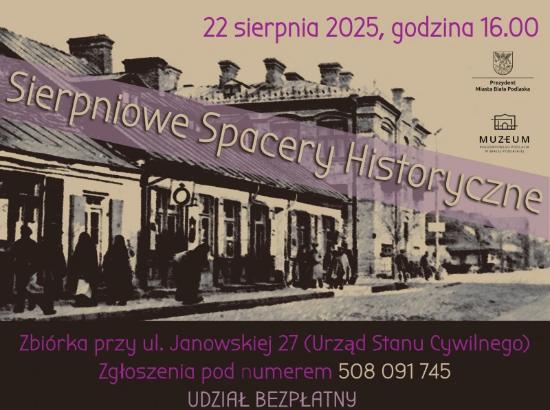 Śierpniowe spacery historyczne. Plakat