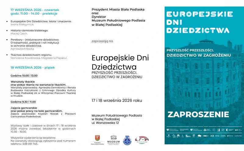 Zaproszenie ulotka wraz z programem Europejskich dni dziedzictwa